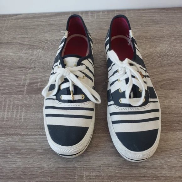 Kate spade platform stripe sneakers black and white - Picture 5 of 6